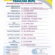 Kalender Akademik Fakultas MIPA Semester Genap Tahun Ajaran 2018/2019