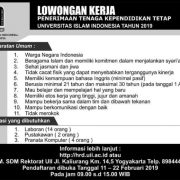 REKRUTMEN TENAGA KEPENDIDIKAN TETAP UII TAHUN 2019